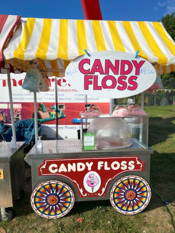 Cotton Candy Carnival Cart with Awning & Circus Wheels